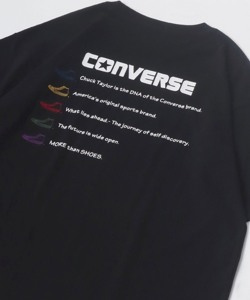 CONVERSE（コンバース）の「CONVERSE/コンバース アイコン シューズイラスト バックプリント ワンポイント刺繍 オーバーサイズ 半袖Tシャツ レディース メンズ（Tシャツ/カットソー・レディース・ブラック/ブラック系その他/ホワイト/グリーン/ホワイト系その他/グリーン系その他/ブラック系その他2/グリーン系その他2/グリーン系その他3/ブラック系その他3/ホワイト系その他3/ホワイト系その他2/ホワイト系その他4/サックスブルー/ブラック系その他4/ホワイト系その他5/ブラック系その他5/ベージュ/ホワイト系その他6/ブルー系その他2/ブルー系その他/ブラック系その他6・M/L/LL）」の10枚目の写真