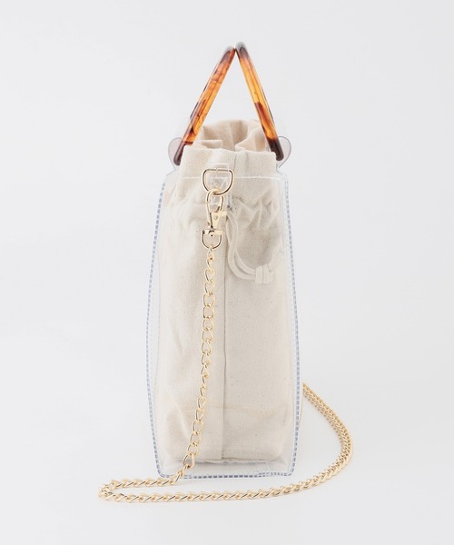 Honeys(ハニーズ)の「巾着付クリアバッグ(ショルダーバッグ・レディース・ブラック/アイボリー/キナリ・FREE)」の13枚目の写真