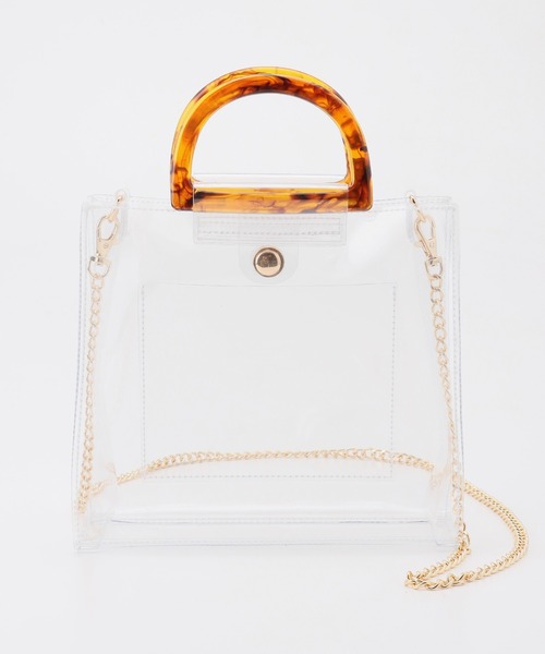 Honeys(ハニーズ)の「巾着付クリアバッグ(ショルダーバッグ・レディース・ブラック/アイボリー/キナリ・FREE)」の15枚目の写真