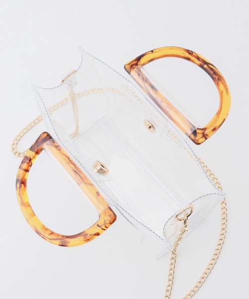 Honeys(ハニーズ)の「巾着付クリアバッグ(ショルダーバッグ・レディース・ブラック/アイボリー/キナリ・FREE)」の16枚目の写真