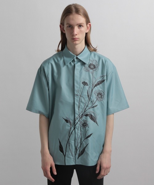 HARE（ハレ）の「フロントラインフラワーシャツ(HARE)（シャツ/ブラウス・メンズ・ブルー/ホワイト/ブラック・FREE）」の9枚目の写真