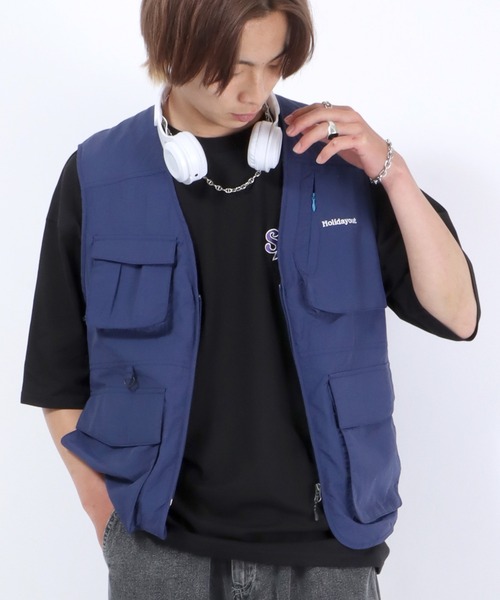 Salong hameu(サロン ハミュー)の「ナイロンタスラン フィッシィングベスト メンズ レディース(ベスト・メンズ・ベージュ/ネイビー/カーキ・L/LL/M)」の15枚目の写真