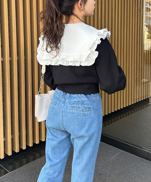 one after another NICE CLAUP(ワンアフターアナザーナイスクラップ)の「大きなフリル襟ブラウス(シャツ/ブラウス・レディース・オフホワイト/ピンク・FREE)」の7枚目の写真