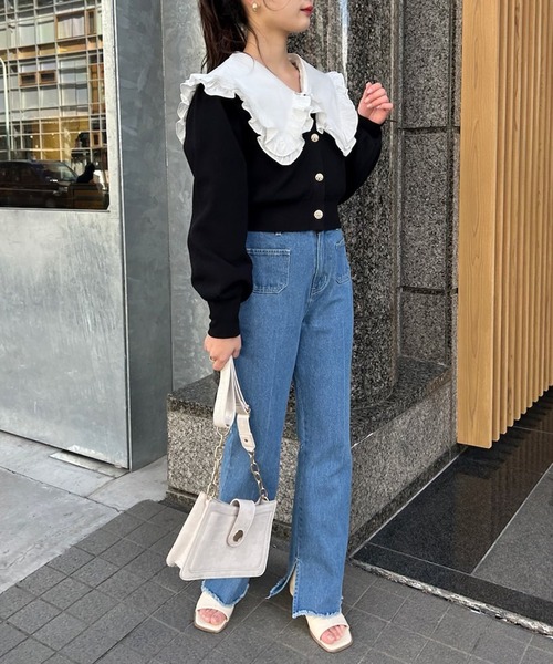 one after another NICE CLAUP(ワンアフターアナザーナイスクラップ)の「大きなフリル襟ブラウス(シャツ/ブラウス・レディース・オフホワイト/ピンク・FREE)」の8枚目の写真