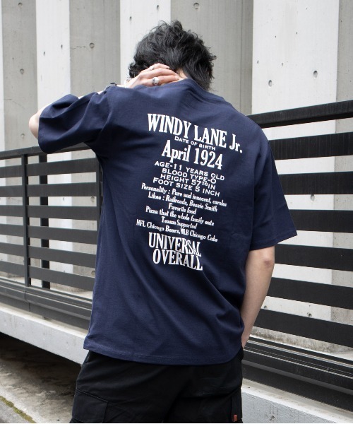 UNIVERSAL OVERALL（ユニバーサルオーバーオール）の「ユニバーサルオーバーオール ロゴT /　プリントTシャツ /　バックプリントTシャツ  / WINDY JR. PROFILE T（Tシャツ/カットソー・メンズ・ミント/ネイビー/ヘザーグレー/ホワイト/ブラック・XL/L/S/M）」の5枚目の写真