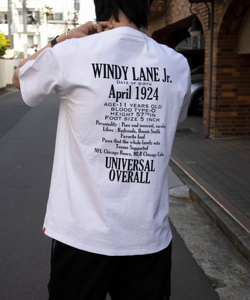 UNIVERSAL OVERALL（ユニバーサルオーバーオール）の「ユニバーサルオーバーオール ロゴT /　プリントTシャツ /　バックプリントTシャツ  / WINDY JR. PROFILE T（Tシャツ/カットソー・メンズ・ミント/ネイビー/ヘザーグレー/ホワイト/ブラック・XL/L/S/M）」の7枚目の写真