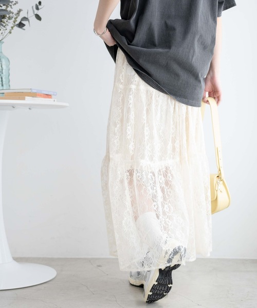 WEGO（ウィゴー）の「WEGO/フラワーレーススカート（スカート・レディース・オフホワイト/ブラック・FREE）」の8枚目の写真