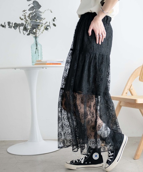 WEGO（ウィゴー）の「WEGO/フラワーレーススカート（スカート・レディース・オフホワイト/ブラック・FREE）」の12枚目の写真
