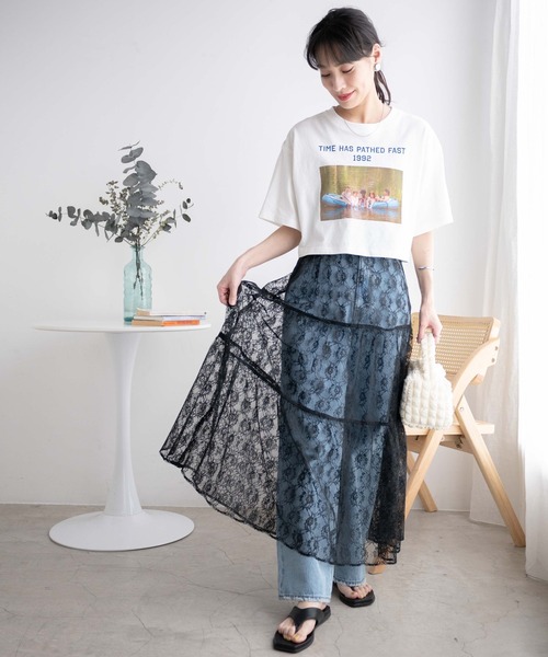 WEGO（ウィゴー）の「WEGO/フラワーレーススカート（スカート・レディース・オフホワイト/ブラック・FREE）」の14枚目の写真