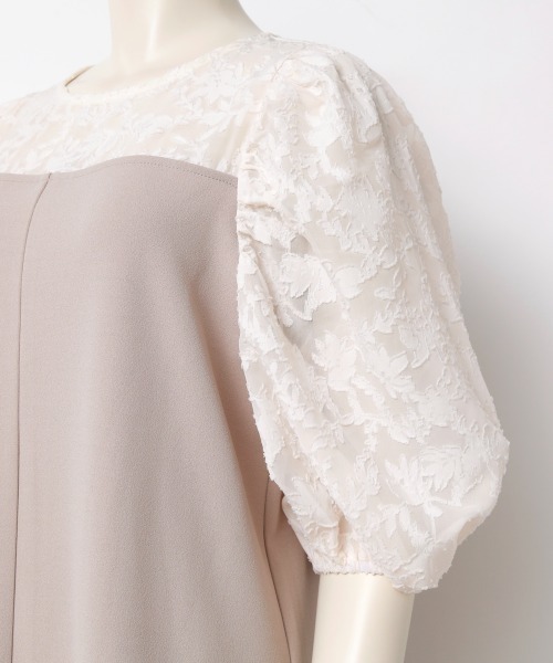 Rejoule(リジュール)の「花柄シアージャガードコンビワンピース(ワンピース・レディース・ブラック/グレイッシュベージュ・FREE)」の13枚目の写真