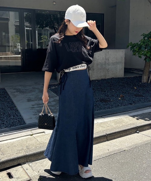one after another NICE CLAUP(ワンアフターアナザーナイスクラップ)の「ロゴ刺繍サイドリボンショートT(Tシャツ/カットソー・レディース・ブラック/オフホワイト/ピンク/オートミール・FREE)」の21枚目の写真