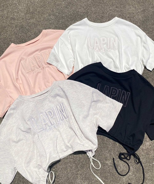 one after another NICE CLAUP(ワンアフターアナザーナイスクラップ)の「ロゴ刺繍サイドリボンショートT(Tシャツ/カットソー・レディース・ブラック/オフホワイト/ピンク/オートミール・FREE)」の13枚目の写真
