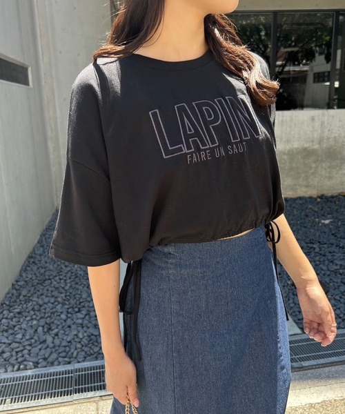 one after another NICE CLAUP(ワンアフターアナザーナイスクラップ)の「ロゴ刺繍サイドリボンショートT(Tシャツ/カットソー・レディース・ブラック/オフホワイト/ピンク/オートミール・FREE)」の10枚目の写真