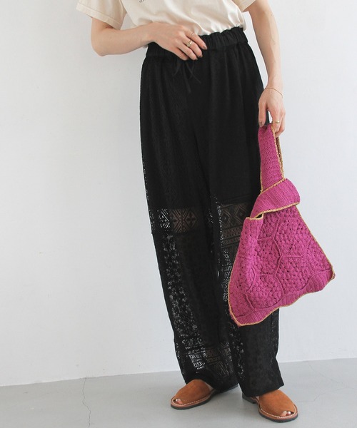 Crisp（クリスプ）の「パッチワークレースパンツ（その他パンツ・レディース・ブラック/ホワイト・FREE）」の2枚目の写真