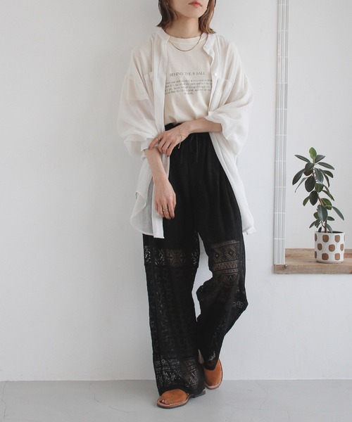 Crisp（クリスプ）の「パッチワークレースパンツ（その他パンツ・レディース・ブラック/ホワイト・FREE）」の3枚目の写真