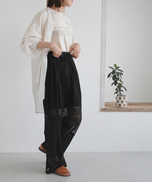 Crisp（クリスプ）の「パッチワークレースパンツ（その他パンツ・レディース・ブラック/ホワイト・FREE）」の4枚目の写真