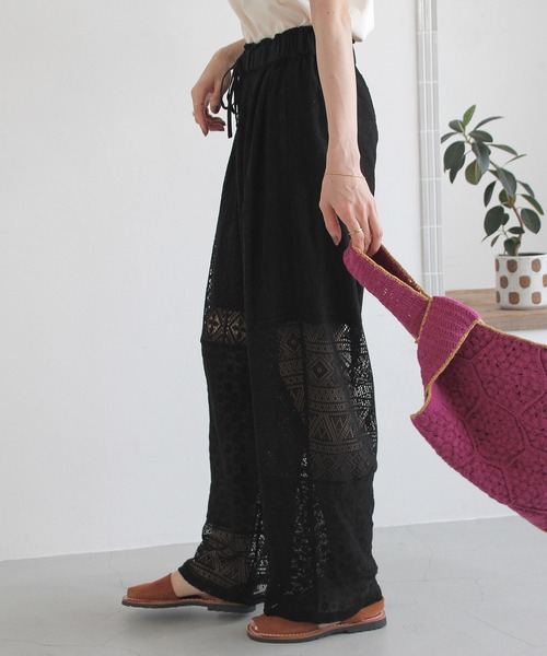 Crisp（クリスプ）の「パッチワークレースパンツ（その他パンツ・レディース・ブラック/ホワイト・FREE）」の5枚目の写真