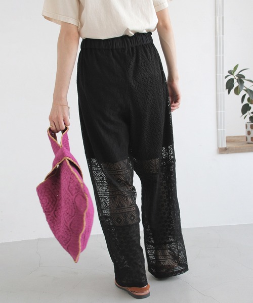 Crisp（クリスプ）の「パッチワークレースパンツ（その他パンツ・レディース・ブラック/ホワイト・FREE）」の6枚目の写真