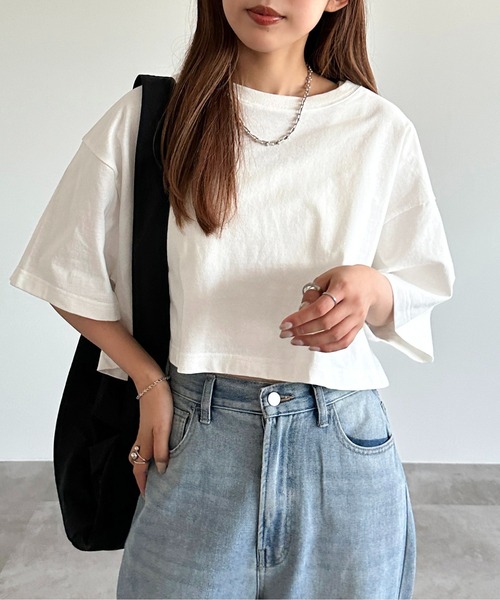 apres jour mignon(アプレジュールミニョン)の「ゆるショートTシャツ【ZOZOTOWN限定アイテム】(Tシャツ/カットソー・レディース・ナチュラル/ホワイト系その他/オフホワイト/ブラック/パープル・X-LARGE/フリー)」の11枚目の写真