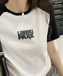 meJane | LINNKI PARKロゴサイドシャーリング ラグラン半そでちびT(Tシャツ/カットソー)
