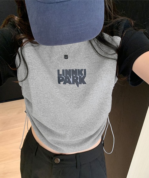 meJane（ミージェーン）の「LINNKI PARKロゴサイドシャーリング ラグラン半そでちびT（Tシャツ/カットソー・レディース・ホワイト/グレー/ピンク・FREE）」の13枚目の写真