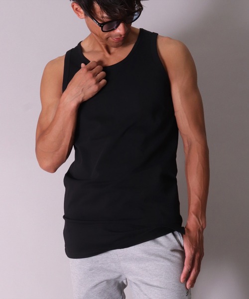 BAYBLO(ベイブロ)の「(BG)【ユニセックス】シルキータッチ サイドスリット タンクトップ(タンクトップ・メンズ・ブラック/ホワイト/チャコールグレー・X-LARGE/LARGE/MEDIUM)」の3枚目の写真