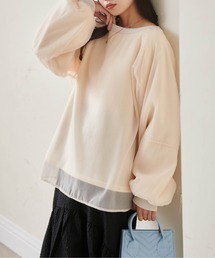 裏起毛チュールレイヤードスウェット