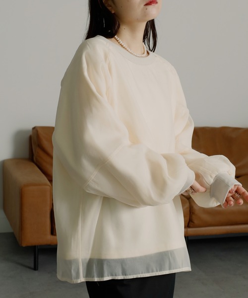 RANAN(ラナン)の「裏起毛チュールレイヤードスウェット(スウェット・レディース・ブルー/アイボリー/ブラック/グレー・L/M/LL)」の8枚目の写真