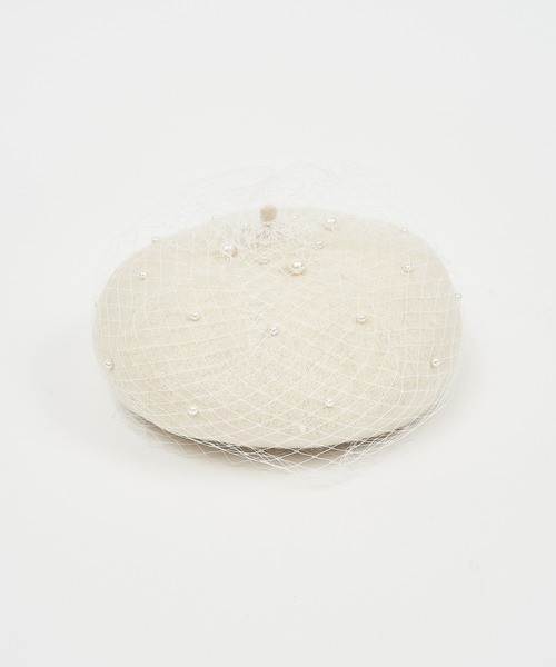 ROYAL PARTY（ロイヤルパーティー）の「チュール付パールベレー帽（ハンチング/ベレー帽・レディース・オフホワイト/ブラック・FREE）」の7枚目の写真