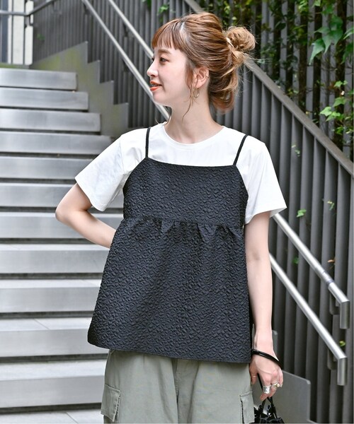B.C STOCK（ベーセーストック）の「《追加》キャミ付きTシャツ（Tシャツ/カットソー・レディース・ホワイト/ブラック・FREE）」の7枚目の写真