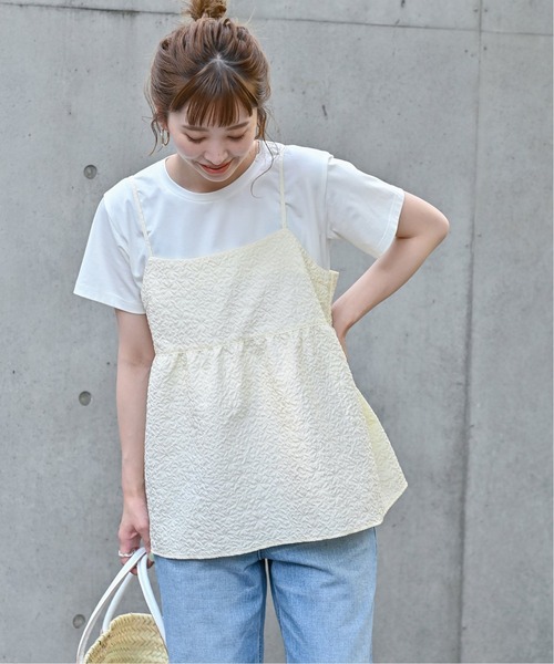 B.C STOCK（ベーセーストック）の「《追加》キャミ付きTシャツ（Tシャツ/カットソー・レディース・ホワイト/ブラック・FREE）」の19枚目の写真
