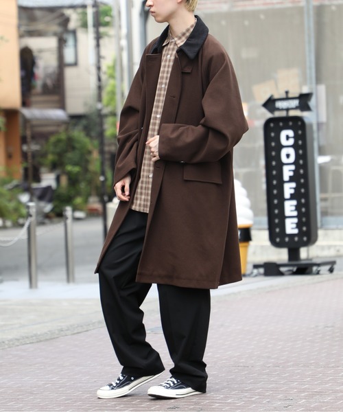 【ががが】Vintage ステンカラーコート イタリア製 ダークグレー SETUP7 ステンカラーコート コート men's FUDGE 掲載アイテム