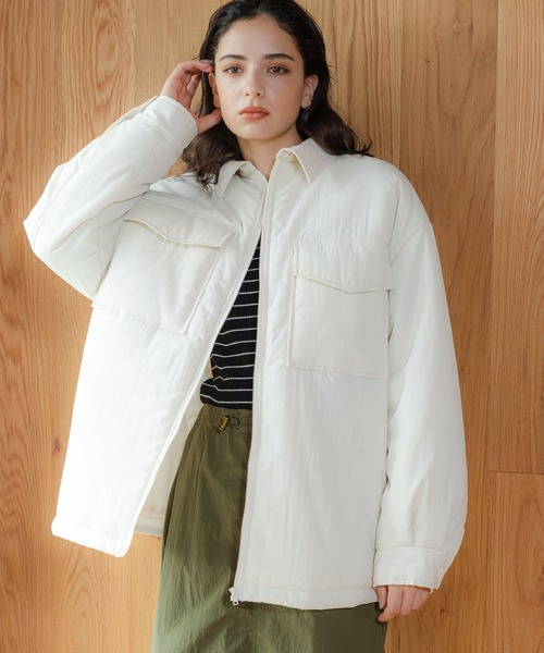 LAKOLE（ラコレ）の「コードカラーパファシャツジャケット /  966836（ブルゾン・レディース・アイボリー/カーキ/ブラック・SMALL/MEDIUM）」の3枚目の写真