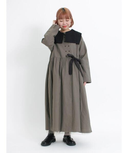 Samansa Mos2(サマンサ モスモス)の「配色リボンダブルボタンコート(その他アウター・レディース・オリーブ/ブラック/ベージュ・F)」の12枚目の写真