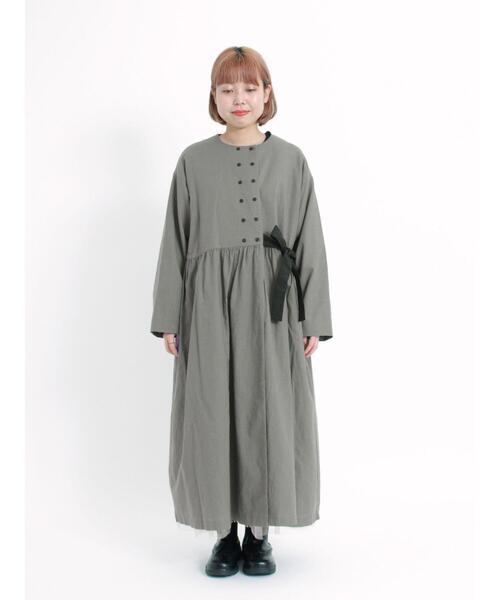 Samansa Mos2(サマンサ モスモス)の「配色リボンダブルボタンコート(その他アウター・レディース・オリーブ/ブラック/ベージュ・F)」の5枚目の写真