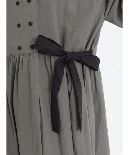 Samansa Mos2(サマンサ モスモス)の「配色リボンダブルボタンコート(その他アウター・レディース・オリーブ/ブラック/ベージュ・F)」の6枚目の写真