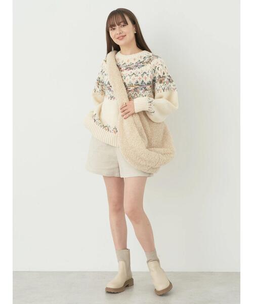 earth music&ecology(アースミュージックアンドエコロジー)の「ボアショルダーヒュージBAG(ショルダーバッグ・レディース・ベージュ/ライトグリーン/チャコールグレー・FREE)」の16枚目の写真