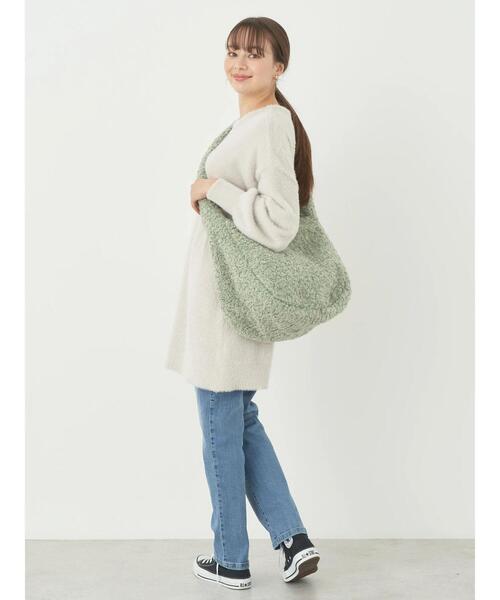 earth music&ecology(アースミュージックアンドエコロジー)の「ボアショルダーヒュージBAG(ショルダーバッグ・レディース・ベージュ/ライトグリーン/チャコールグレー・FREE)」の20枚目の写真