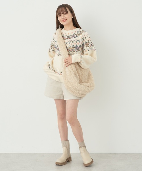 earth music&ecology(アースミュージックアンドエコロジー)の「ボアショルダーヒュージBAG(ショルダーバッグ・レディース・ベージュ/ライトグリーン/チャコールグレー・FREE)」の21枚目の写真