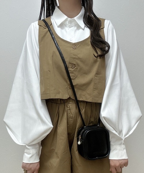 ブラウス シャツ バルーンスリーブシンプルシャツ レディース Cham. ブラウス シャツ バルーンスリーブシンプルシャツ
