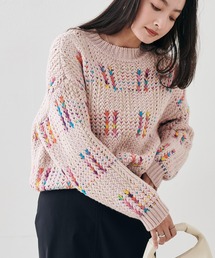 セーター レディース ニット ボーダー ピンク ブルー 日本製 カシミヤ100％ かすり染めニットプルオーバー 全2色 秋冬 青 カシミア お母さん　fri　p23559 楽天市場】カシミヤ ニット セーター ボーダー ピンク ブルー