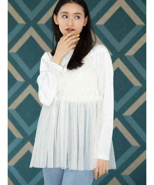 ELENCARE DUE（エレンカーレデュエ）の「・ELENCARE　DUE　チュールキャミチュニック（チュニック・レディース・ブラック/アイボリー/チャコールグレー・FREE）」の4枚目の写真