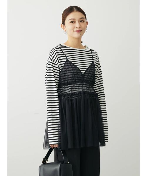 ELENCARE DUE（エレンカーレデュエ）の「・ELENCARE　DUE　チュールキャミチュニック（チュニック・レディース・ブラック/アイボリー/チャコールグレー・FREE）」の6枚目の写真