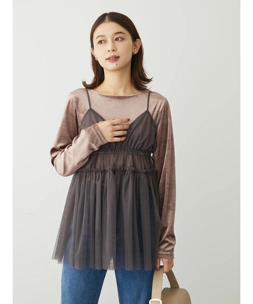 ELENCARE DUE（エレンカーレデュエ）の「・ELENCARE　DUE　チュールキャミチュニック（チュニック・レディース・ブラック/アイボリー/チャコールグレー・FREE）」の10枚目の写真