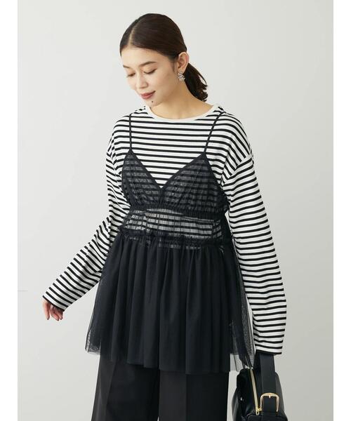 ELENCARE DUE（エレンカーレデュエ）の「・ELENCARE　DUE　チュールキャミチュニック（チュニック・レディース・ブラック/アイボリー/チャコールグレー・FREE）」の16枚目の写真