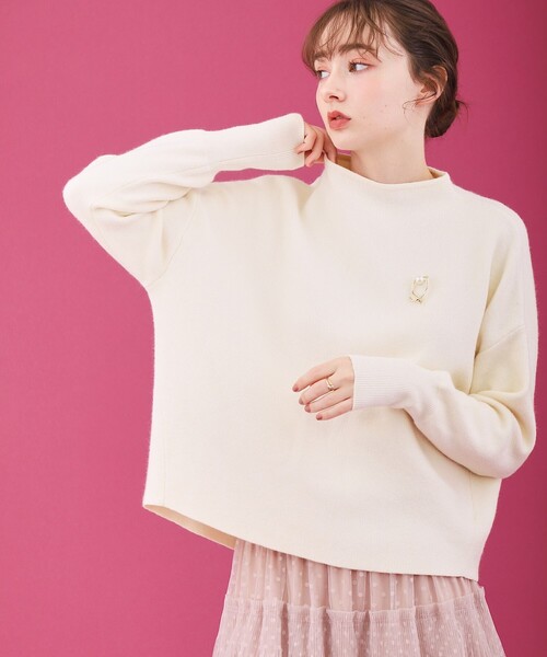 couture brooch（クチュールブローチ）の「◆【バックパールで華やぐ】上品もちふわニット（ニット/セーター・レディース・オフホワイト/グレー/ピンク系/レッド系1・38/42/36）」の14枚目の写真