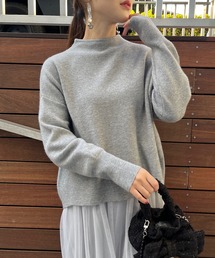 ◆【バックパールで華やぐ】上品もちふわニット