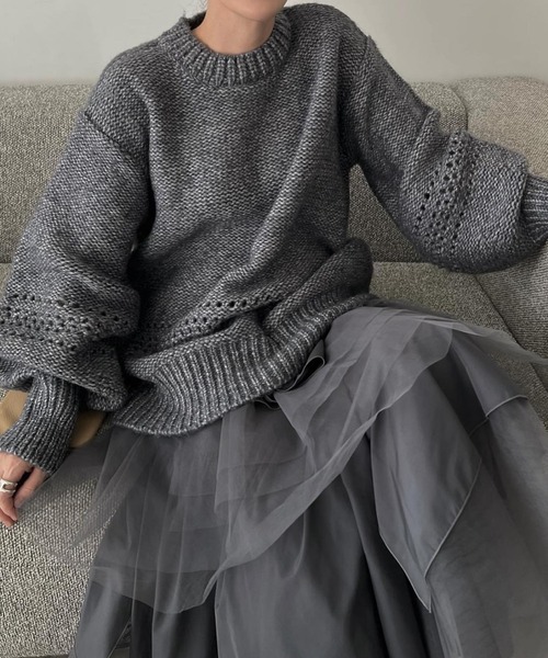 WILLFULLY purl knitting openwork ニット WILLFULLY（ウィルフリー）の「purl knitting openwork volume color