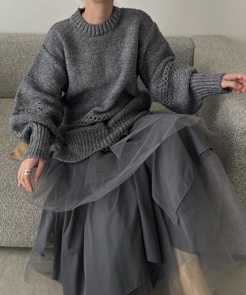 WILLFULLY（ウィルフリー）の「purl knitting openwork volume color