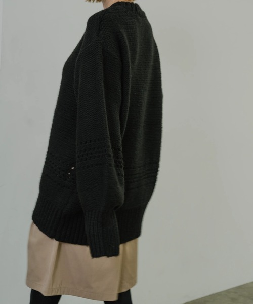 WILLFULLY purl knitting openwork ニット WILLFULLY（ウィルフリー） purl knitting openwork volume color knit